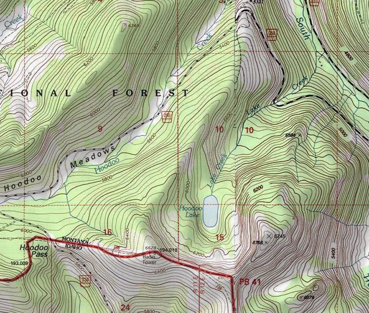 Hoodoo Lake Topo